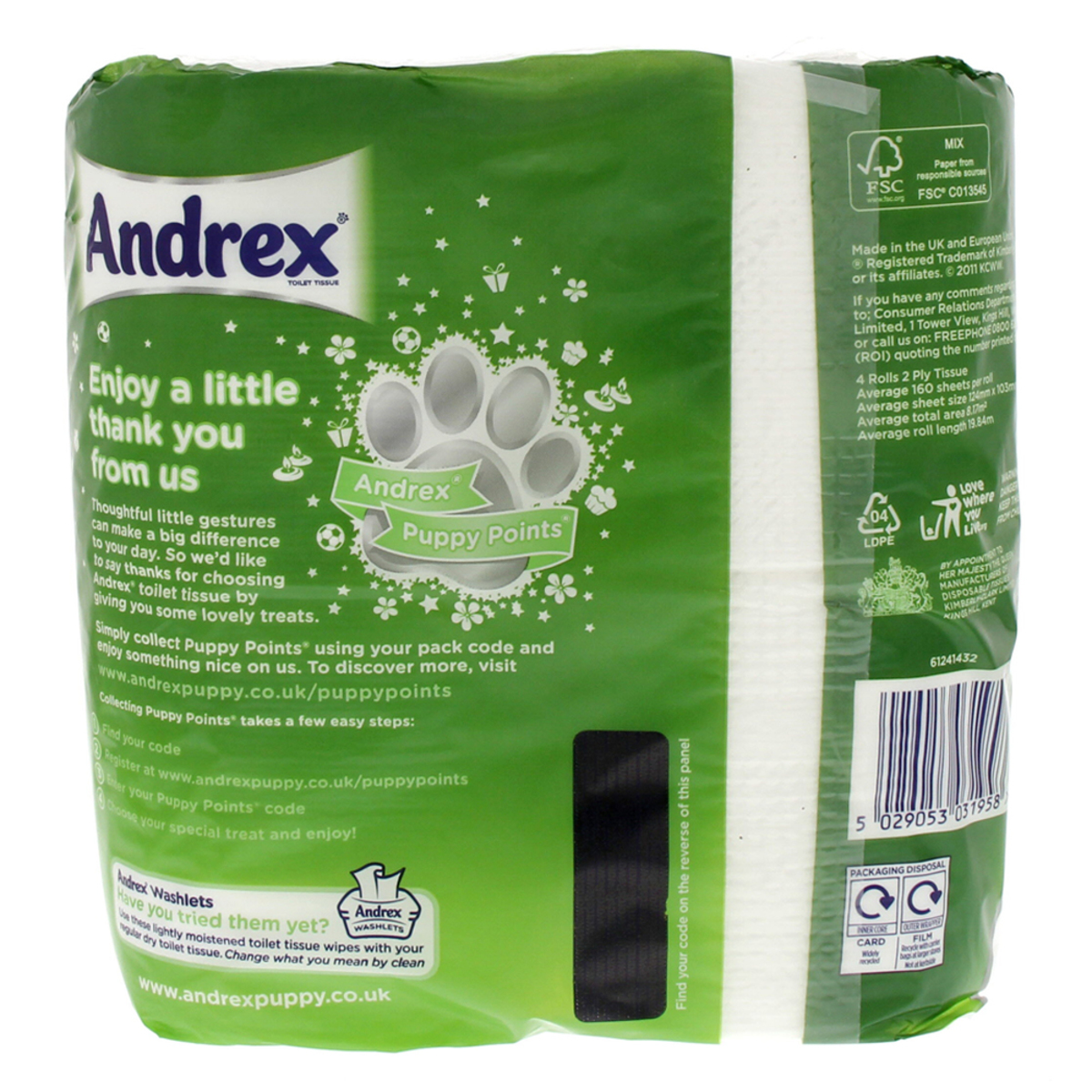 Andrex Aloe Vera Toilet Tissue 4 Rolls 